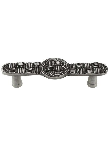 Classic Weave Cabinet Pull in Antique Pewter.